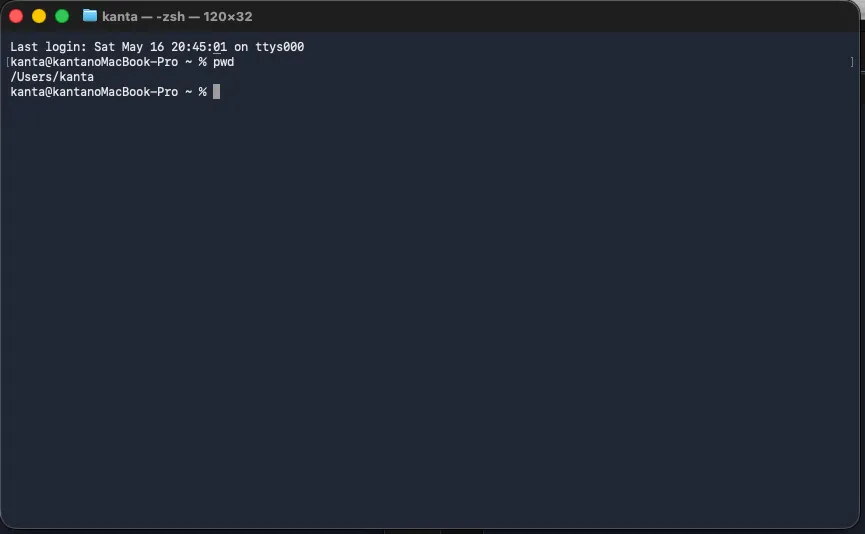 ターミナル_カレントディレクトリ